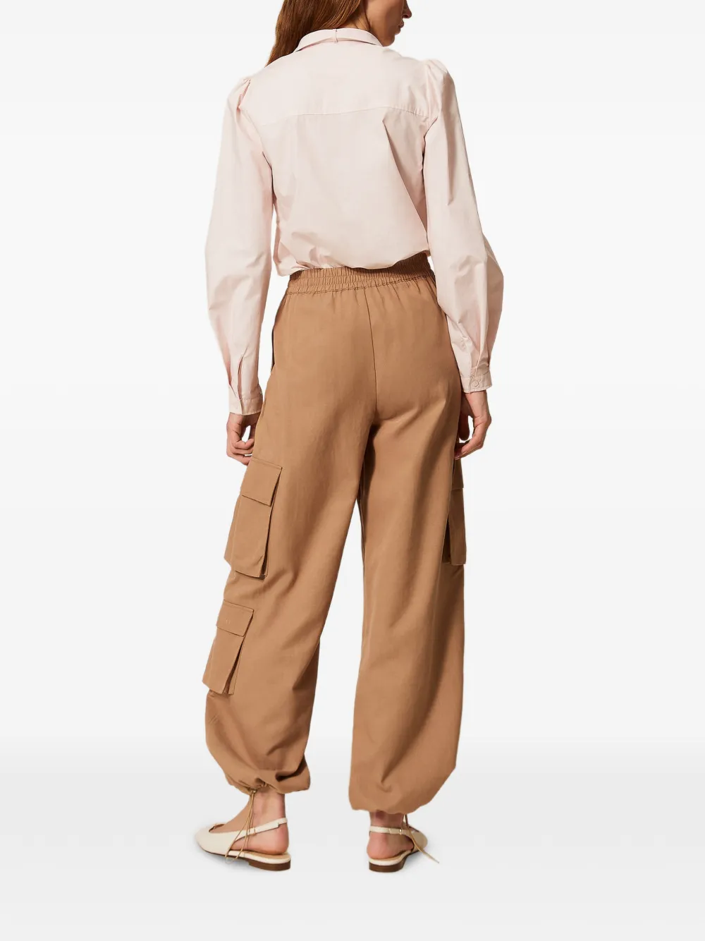 TWINSET Lyocell en katoenen joggingbroek Beige