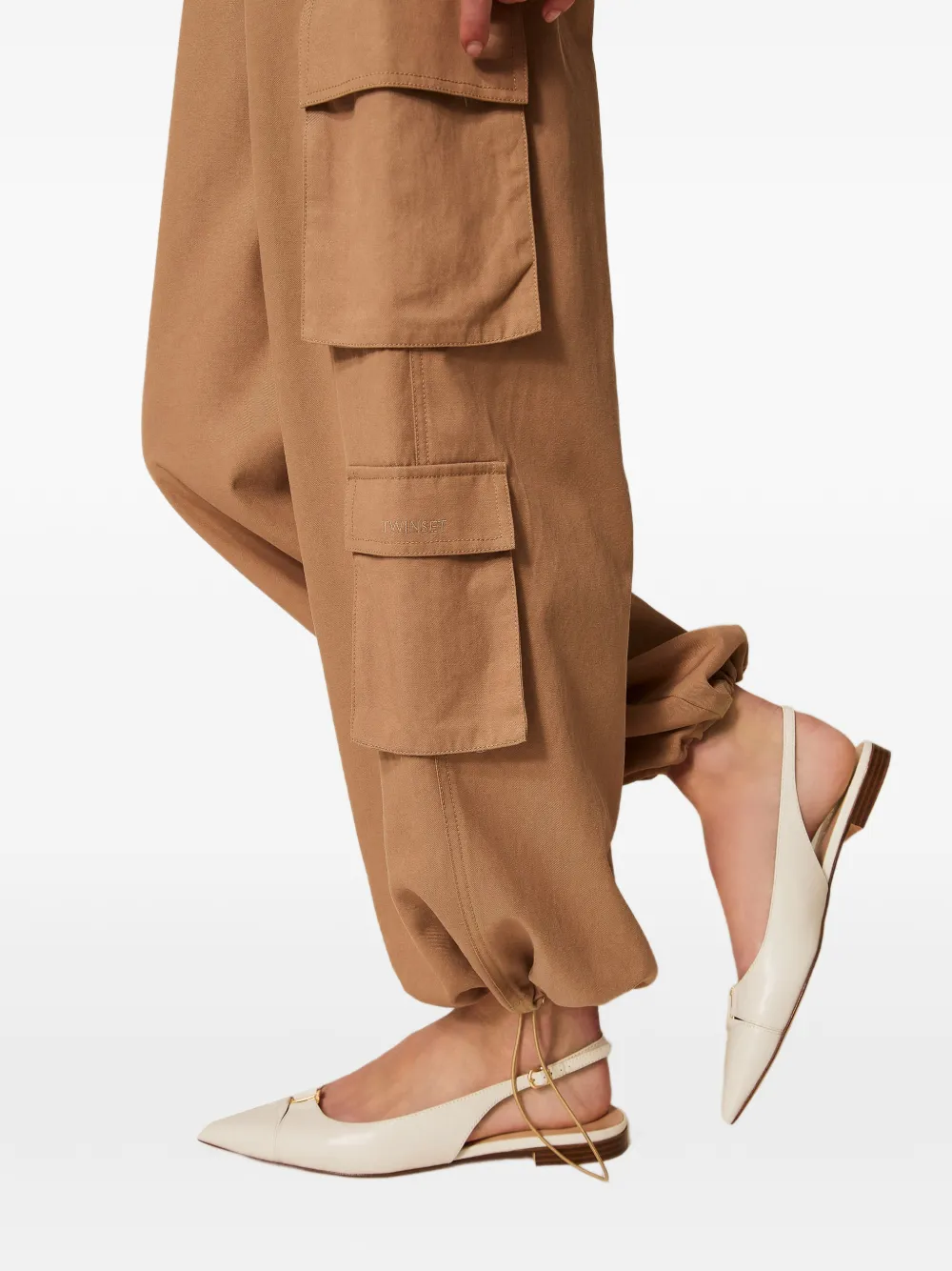 TWINSET Lyocell en katoenen joggingbroek Beige