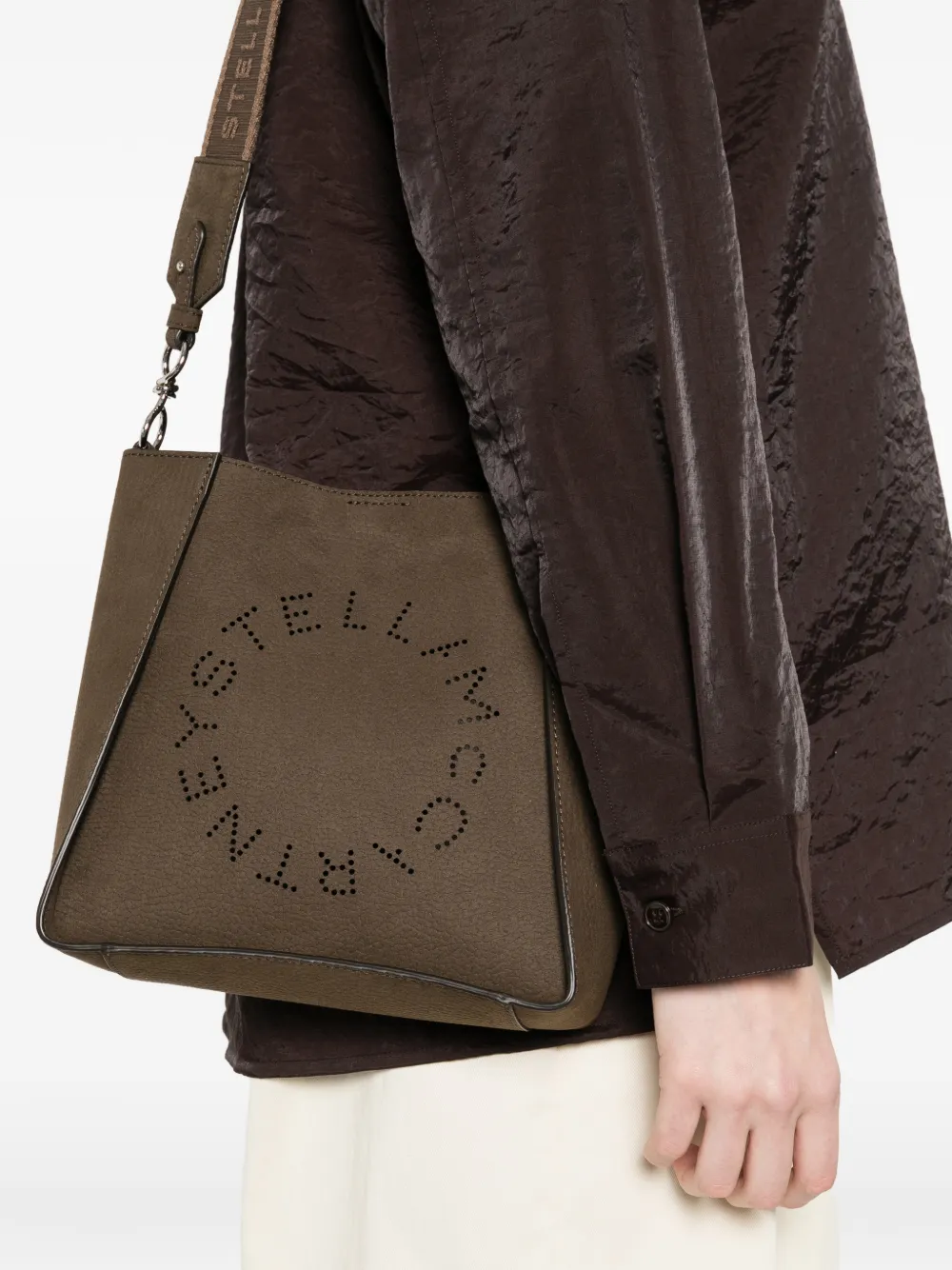 Stella McCartney Crossbodytas met uitgesneden logo Bruin