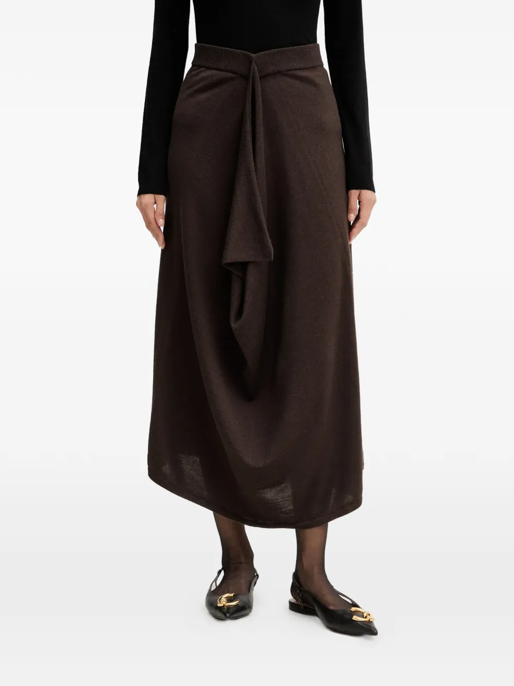 Liviana Conti Venus draped skirt - Marrone