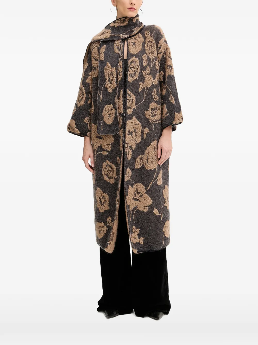 Liviana Conti Matthew floral-intarsia coat - Grau