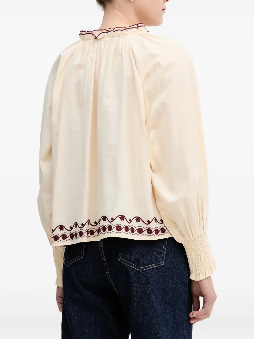  Hoss Intropia Ruffled Embroidered Top - Neutrals 
