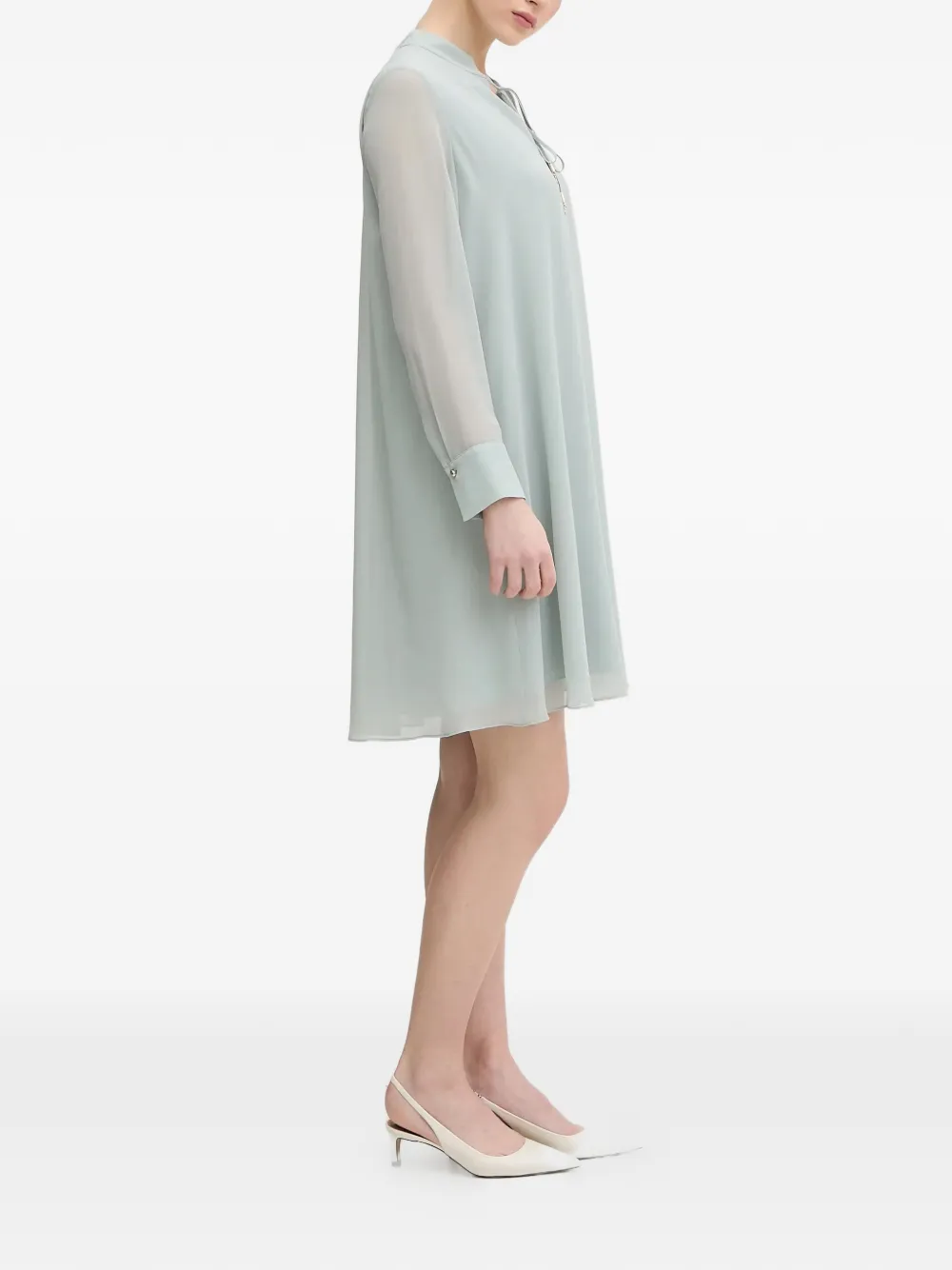 Joop! tie-neck long-sleeve mini dress - Blauw