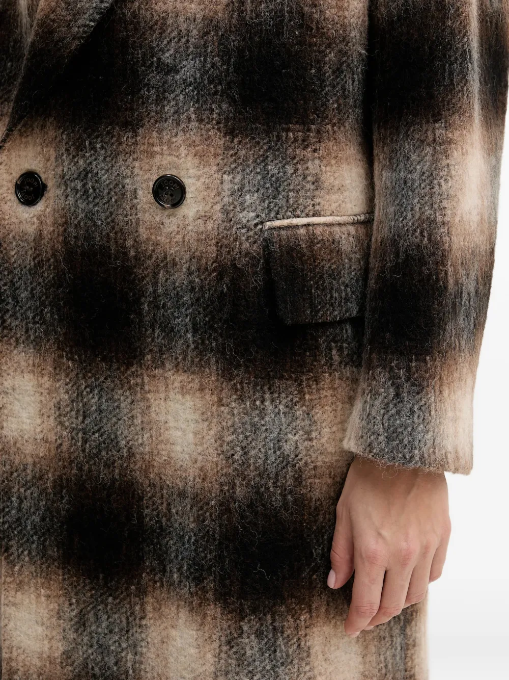 double-breasted checked coat