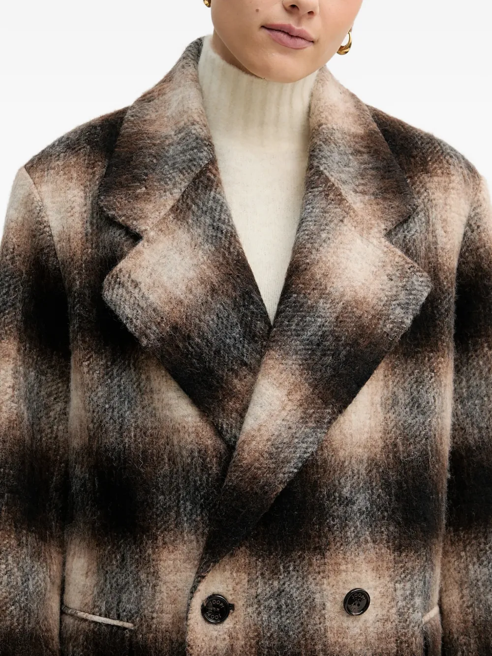 double-breasted checked coat