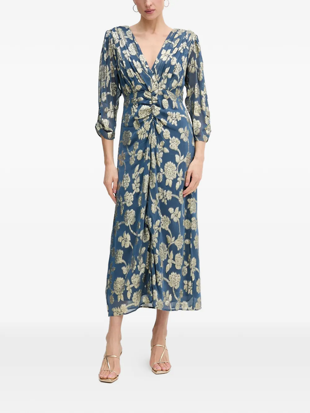 Hoss Intropia floral-print V-neck midi dress - Blu