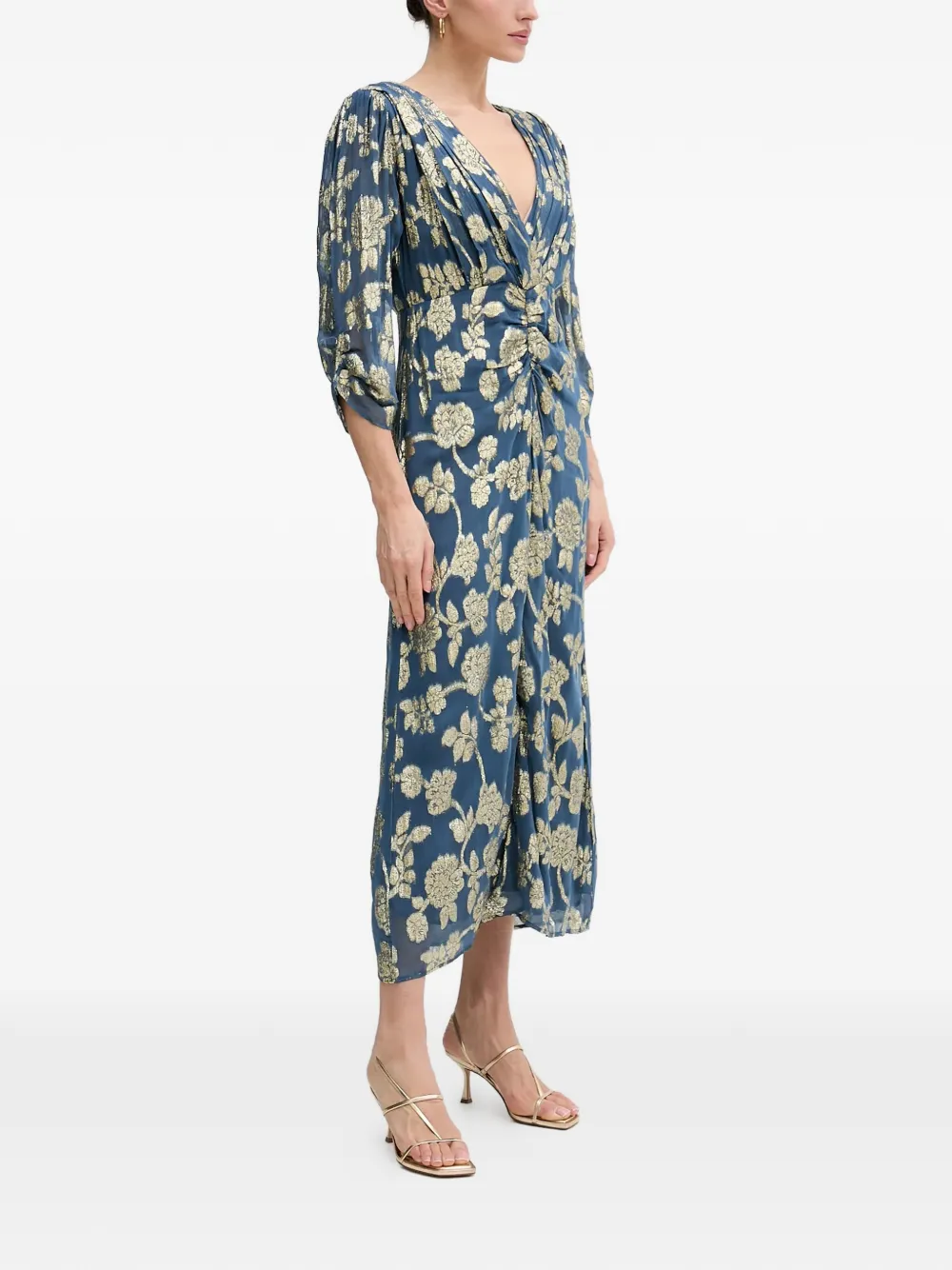 Hoss Intropia floral-print V-neck midi dress - Blauw