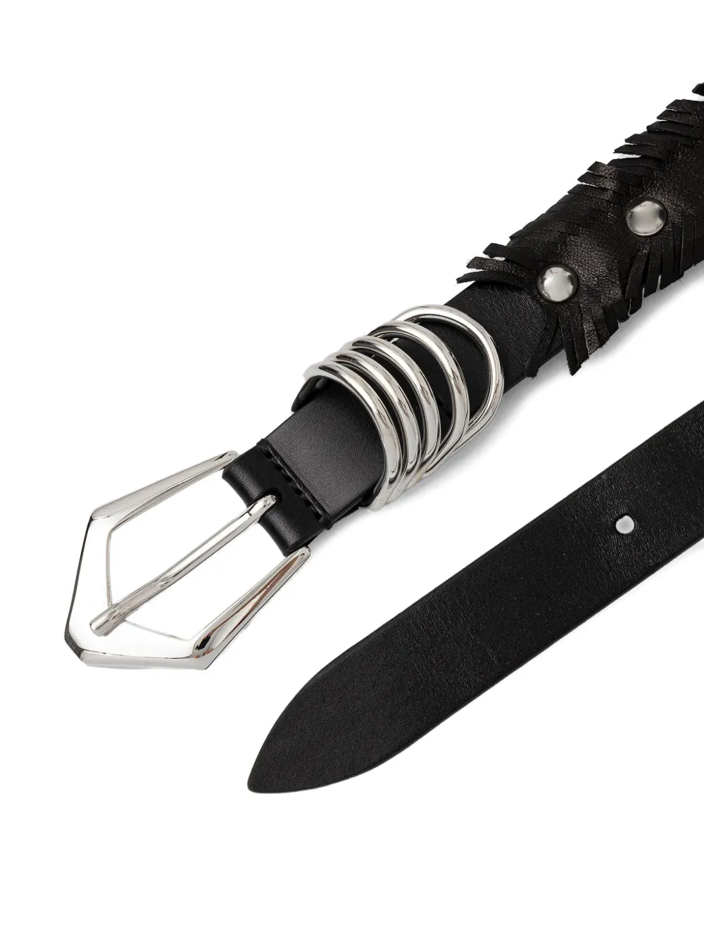  Iro Fringed Stud-embellished Belt - Black 