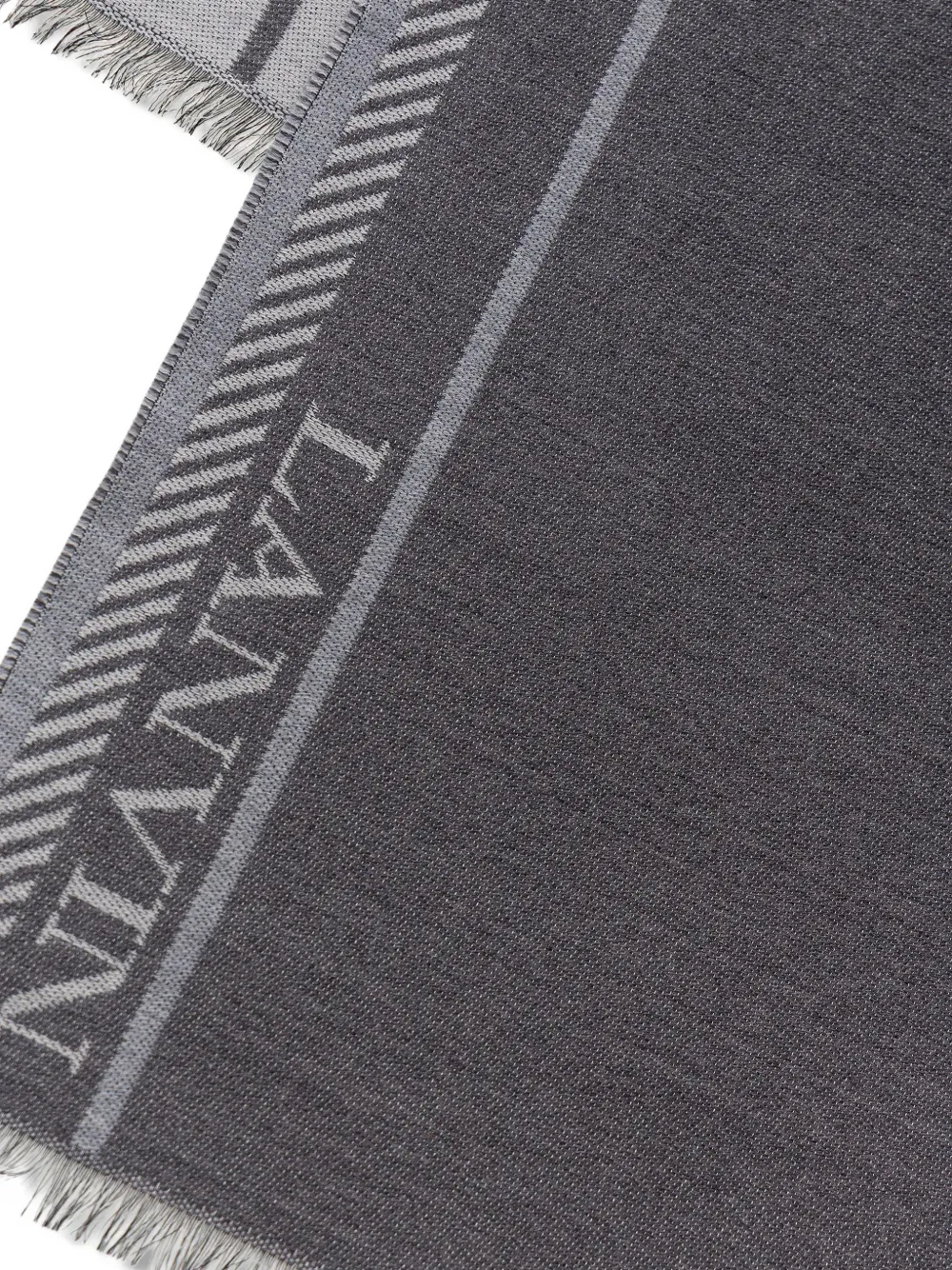  Lanvin Logo Stripe Scarf - Grey 