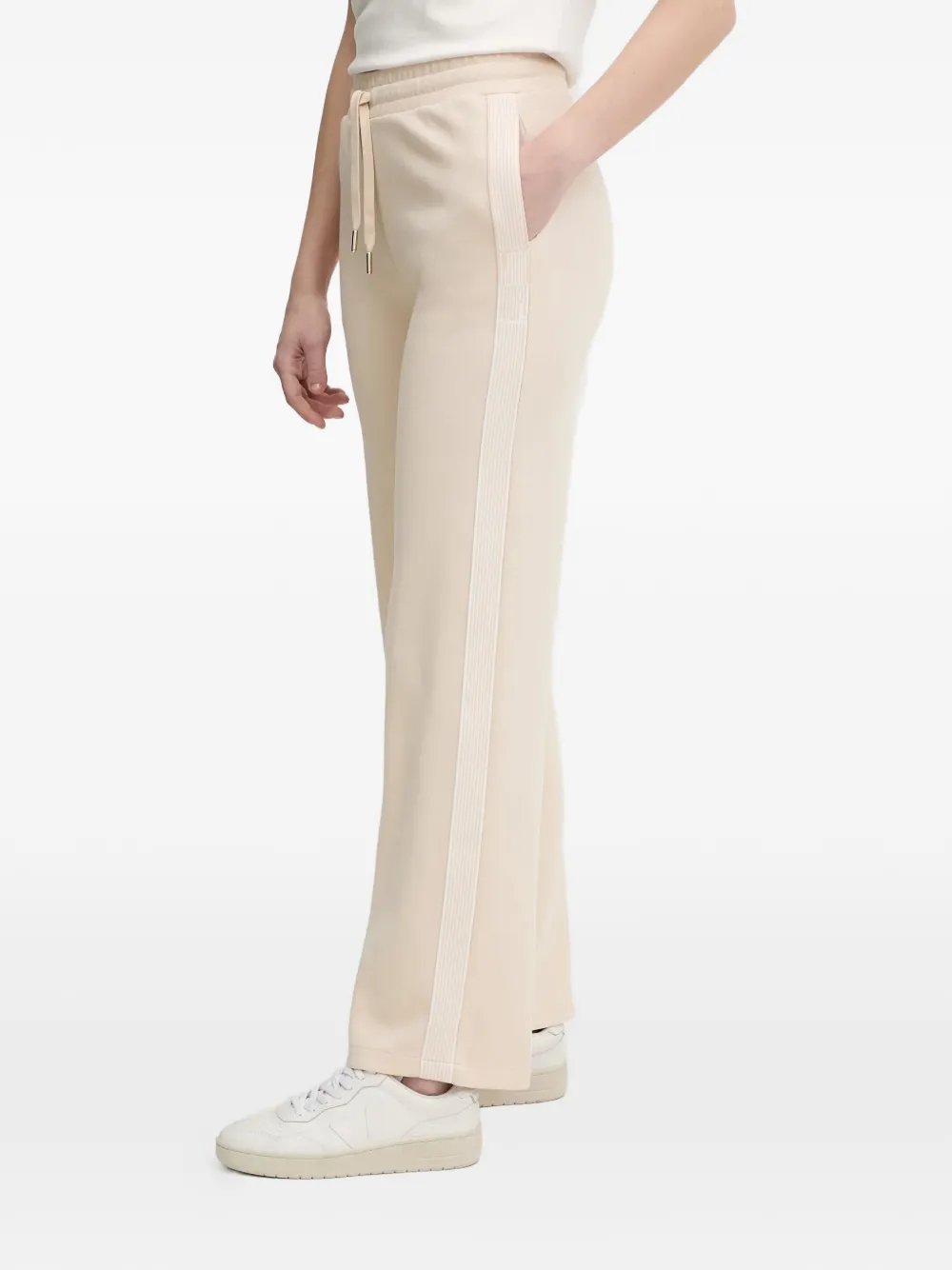 Joop! Broek met trekkoordsluiting en streepdetail Beige