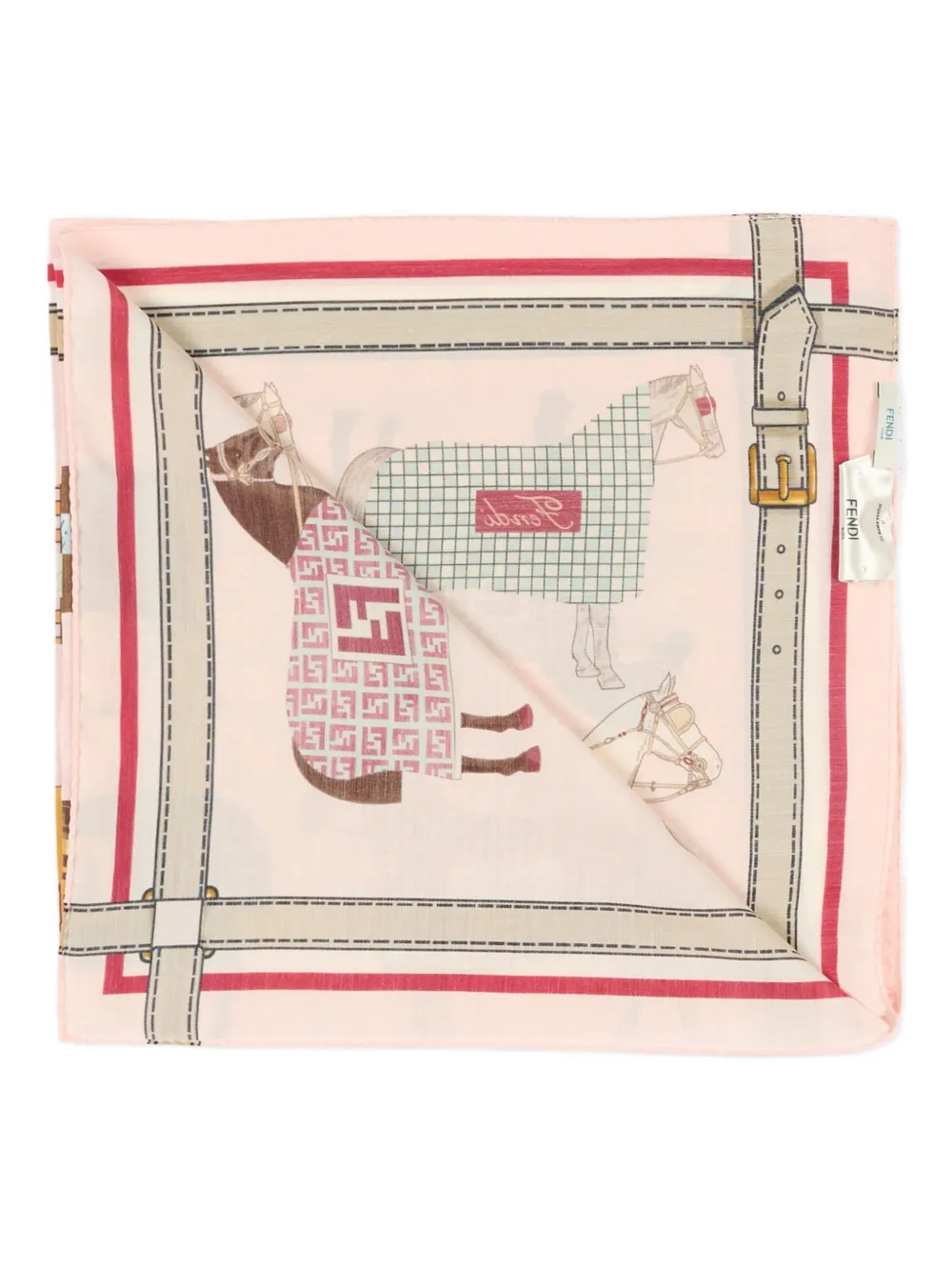 Fendi Kids horse-print scarf - Roze