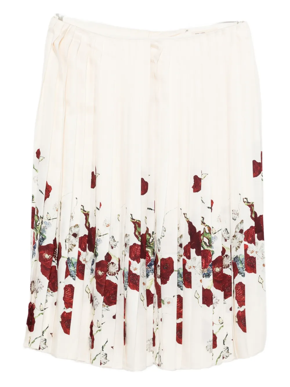 KHAITE pleated floral midi A-line skirt - Toni neutri