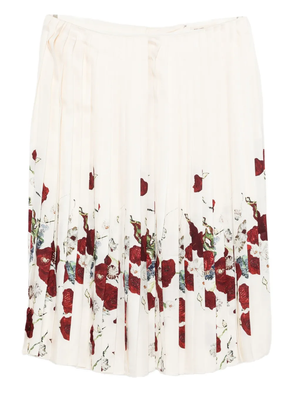 KHAITE pleated floral midi A-line skirt - Toni neutri