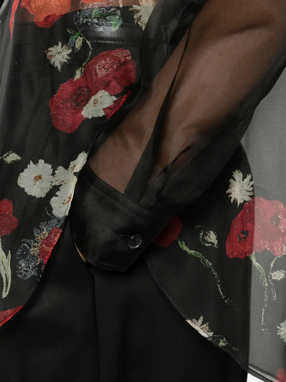 KHAITE Doorzichtige blouse met bloemenprint Zwart