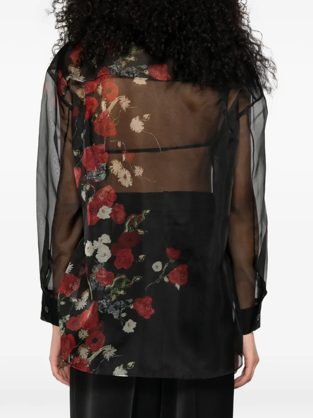 KHAITE Doorzichtige blouse met bloemenprint Zwart