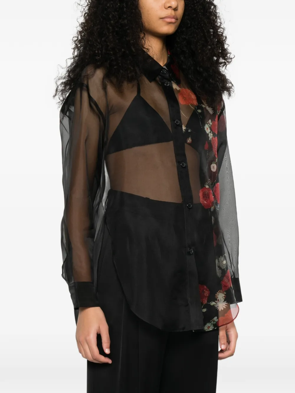  Khaite Floral Sheer Shirt - Black 