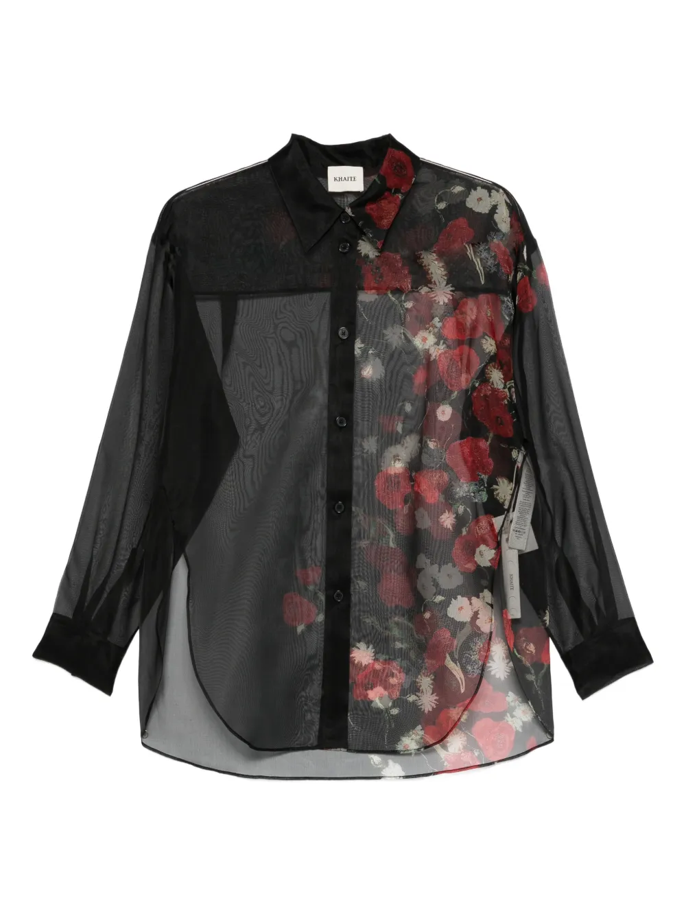 KHAITE Semi-transparentes Hemd mit Blumen - Schwarz