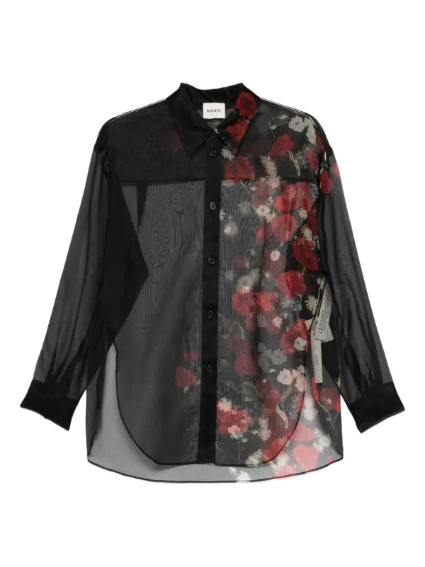 Khaite Floral Sheer Shirt in Black