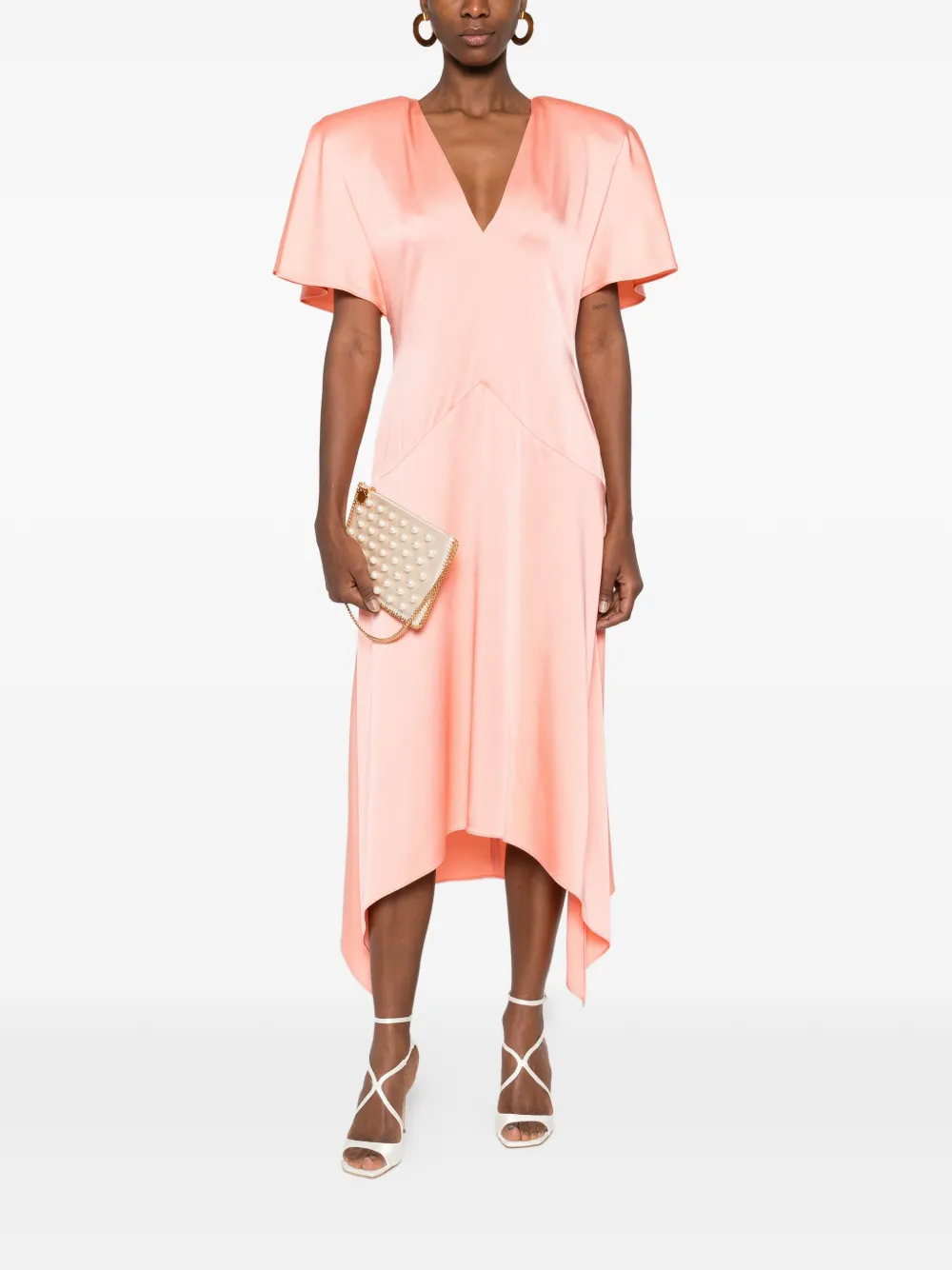 Stella McCartney V-neck asymmetric midi dress - Roze