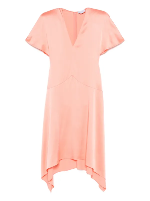 Stella McCartney V-neck Short-sleeve Satin Midi Dress in Pink