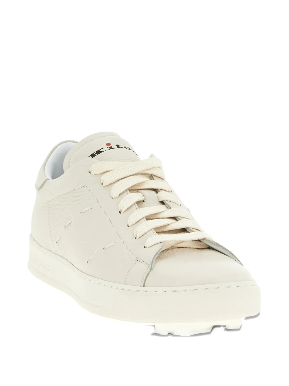Kiton Leren sneakers met stiksel Beige