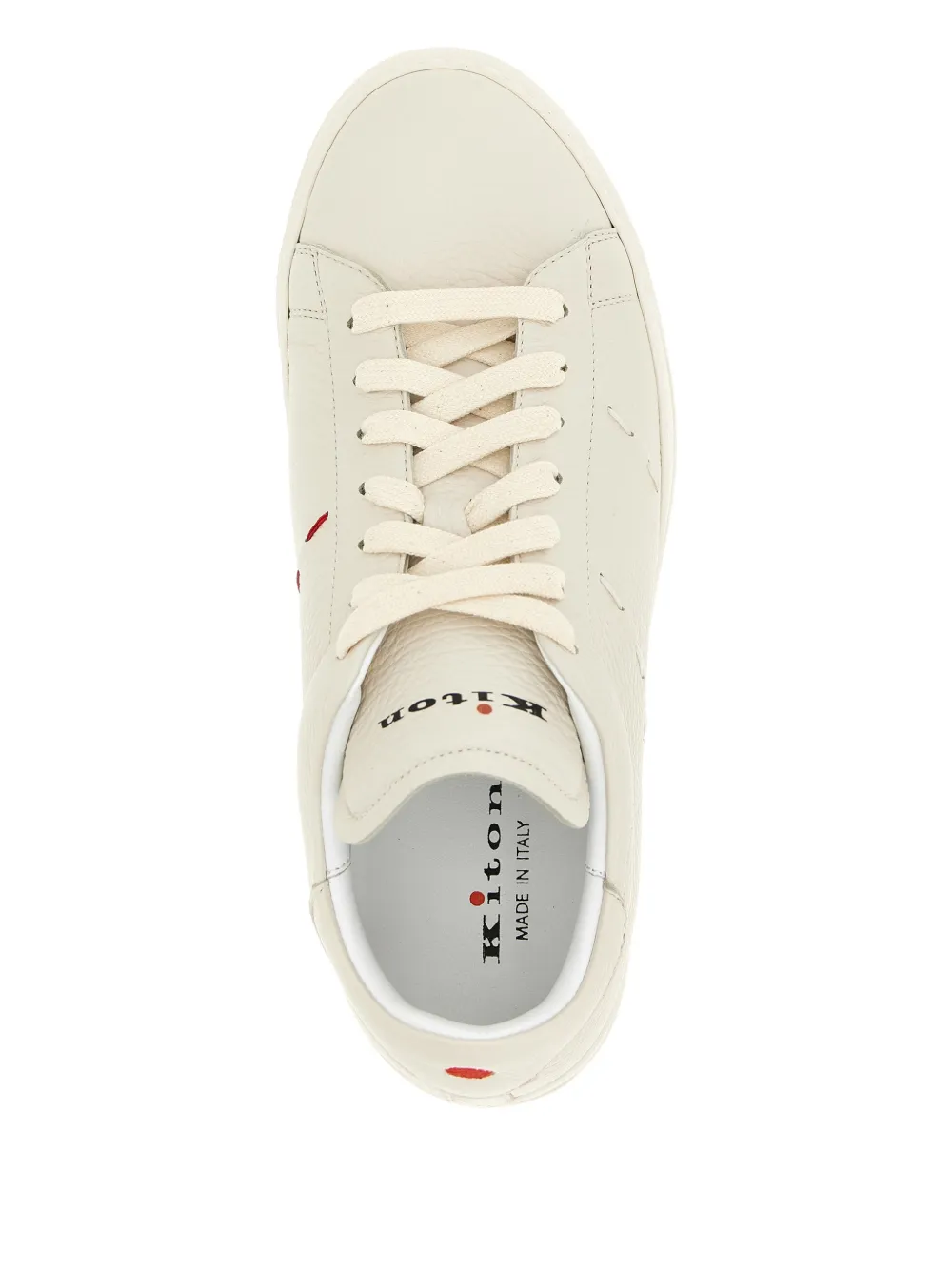 Kiton Leren sneakers met stiksel Beige