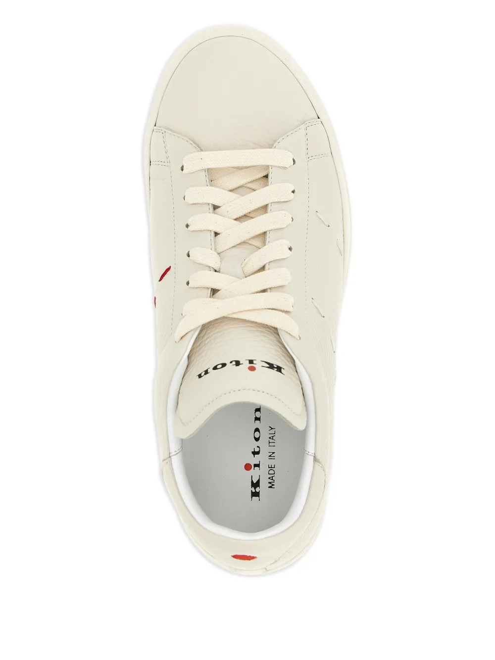 Kiton Leren sneakers met stiksel Beige