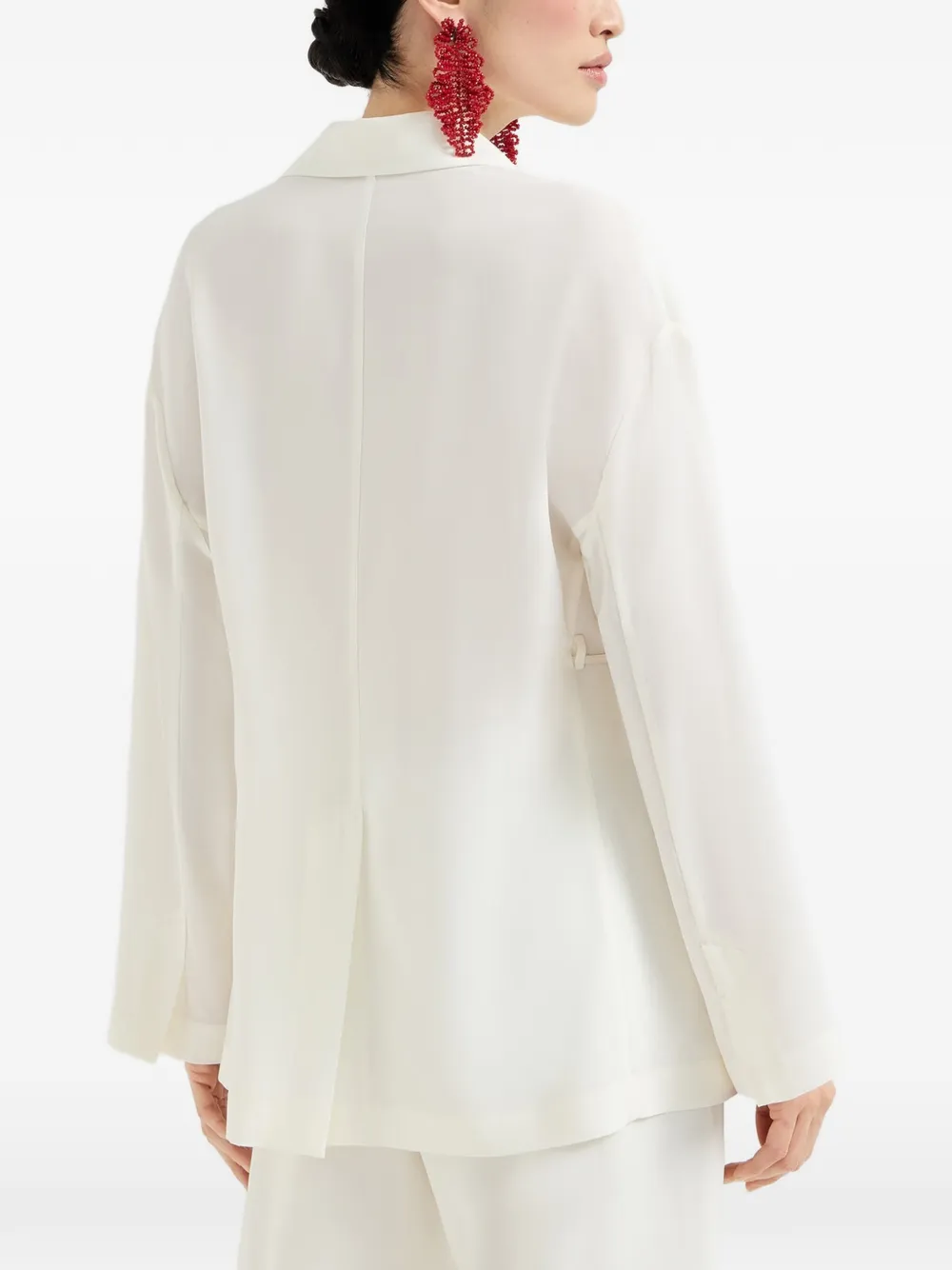 Brunello Cucinelli Blazer met enkele rij knopen en kant Wit