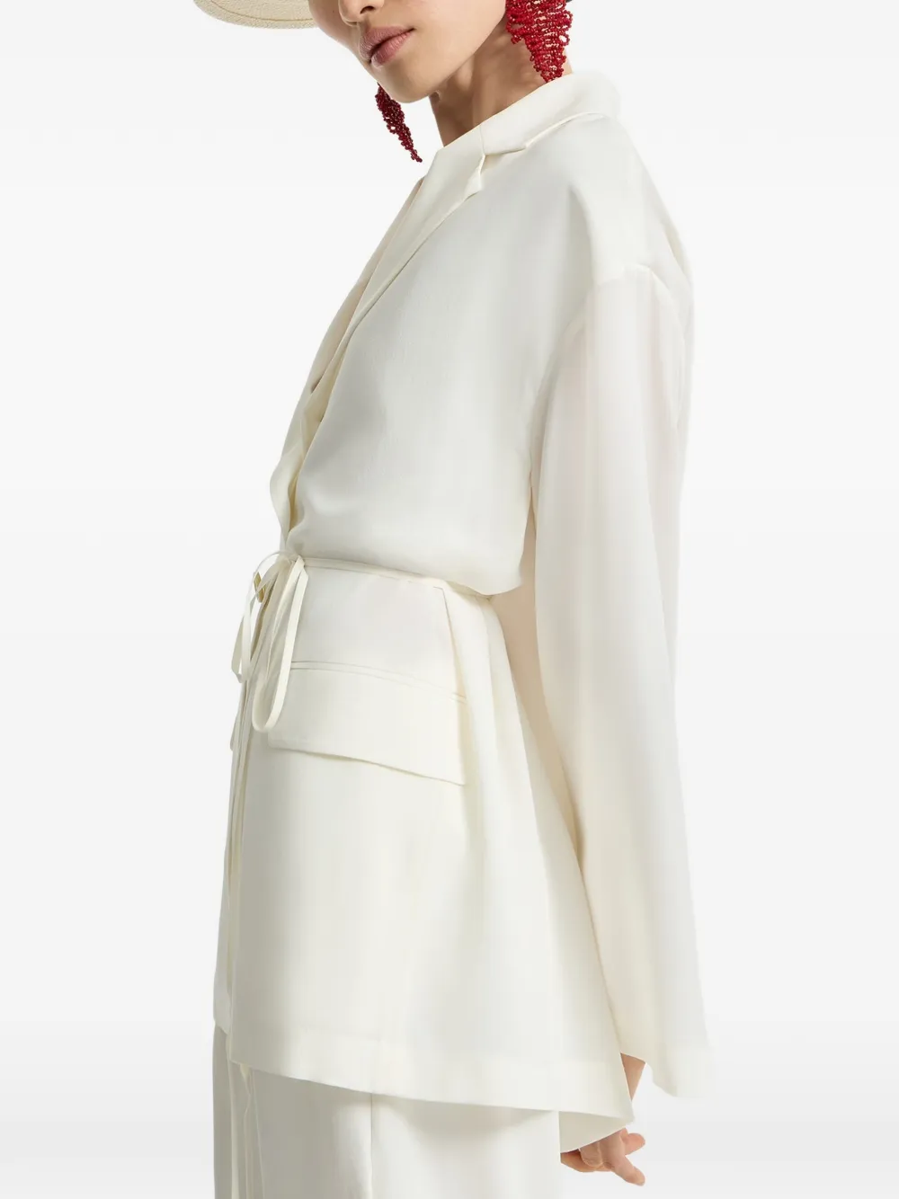 Brunello Cucinelli Blazer met enkele rij knopen en kant Wit