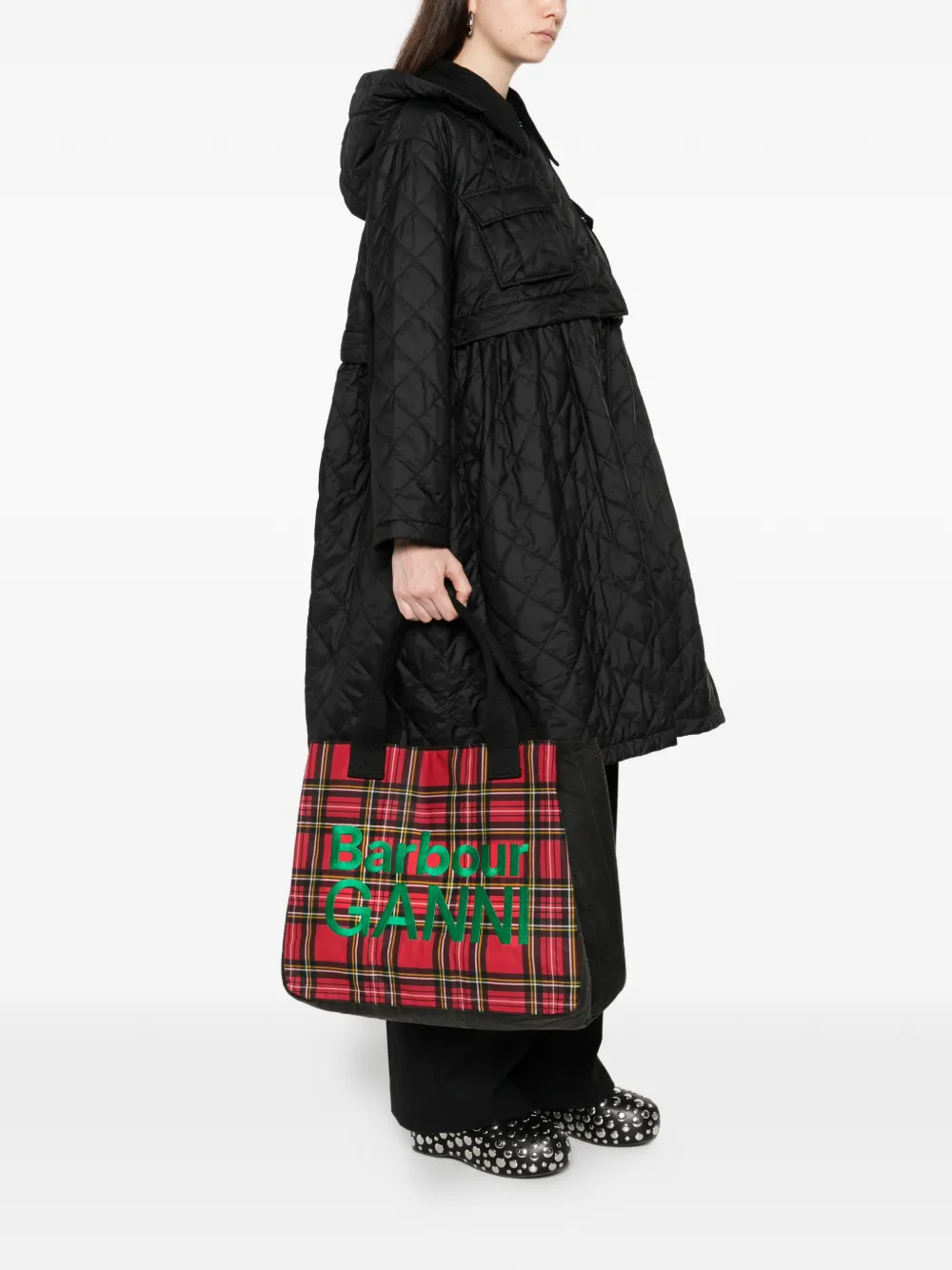 Barbour tartan logo-detail tote bag - Rood