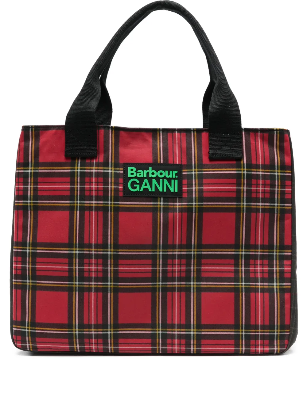 Barbour tartan logo-detail tote bag - Rosso