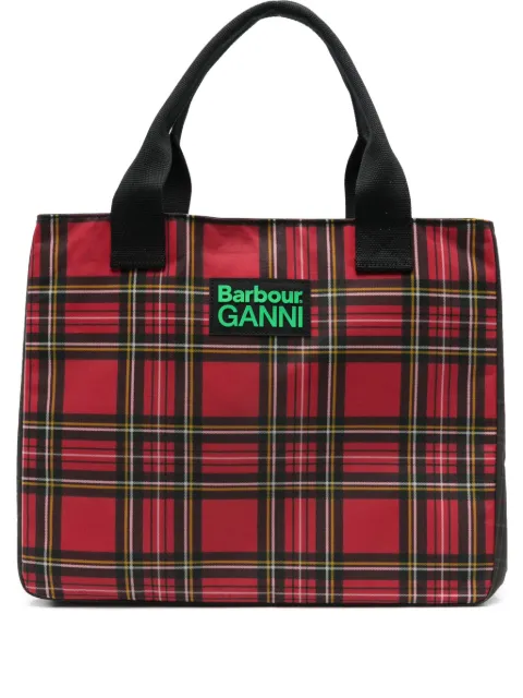 Barbour tartan logo-detail tote bag