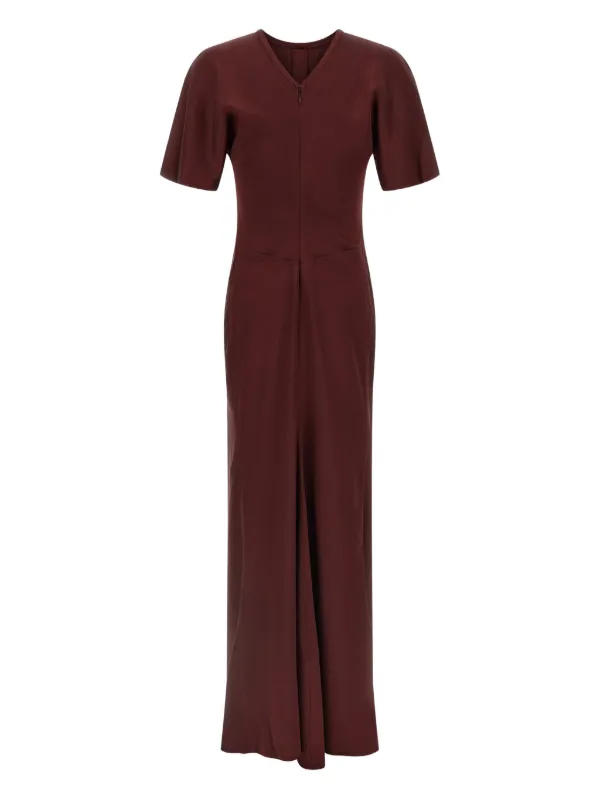 victoria beckham ruched dress Cutout ruched satin-jersey midi dress - red