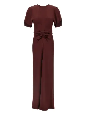 Victoria Beckham Gathered Satin Dress | Brown