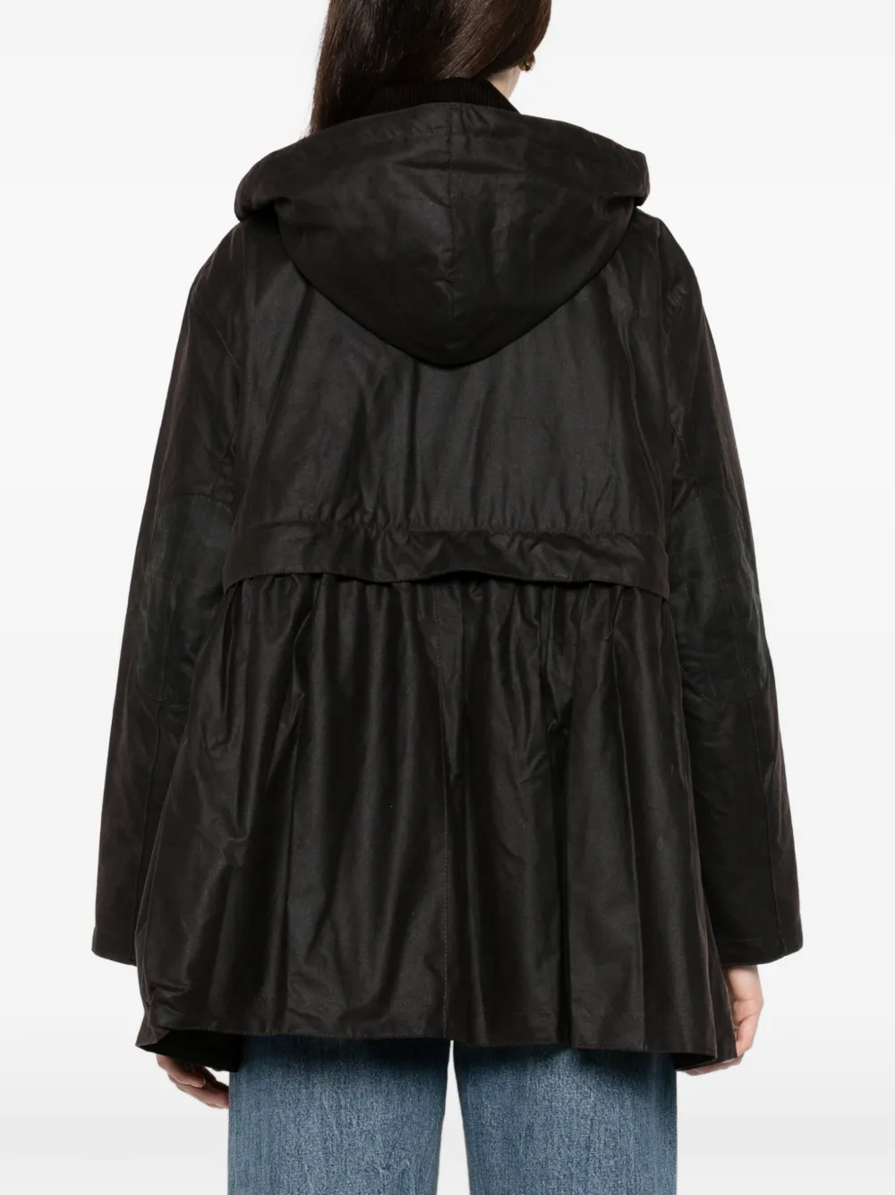 Barbour x Ganni gewaxte jas met peplum-design Bruin