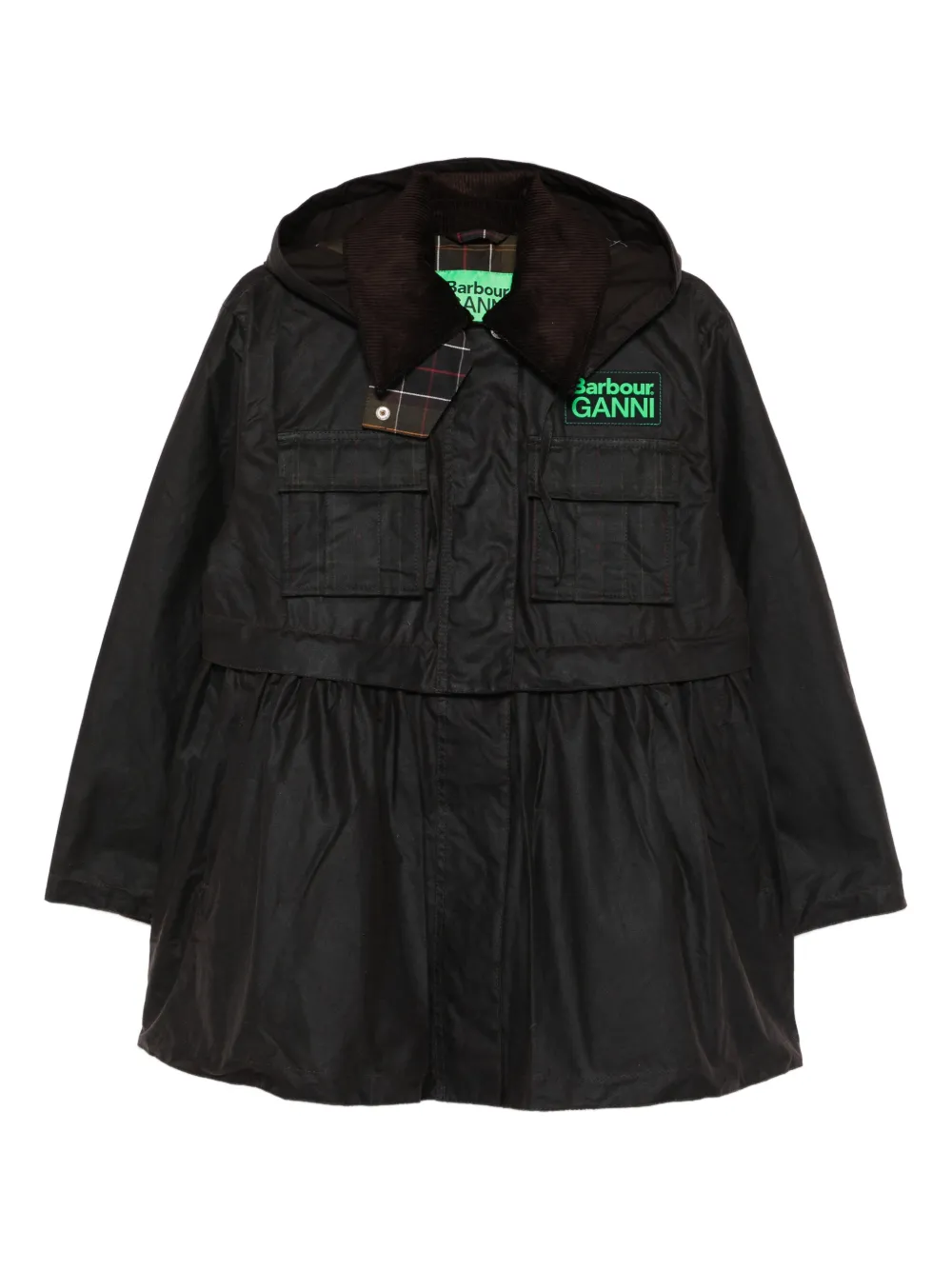 Barbour x Ganni peplum waxed coat - Marrone