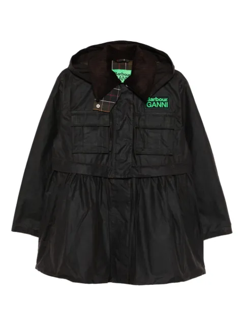Barbour x Ganni peplum waxed coat