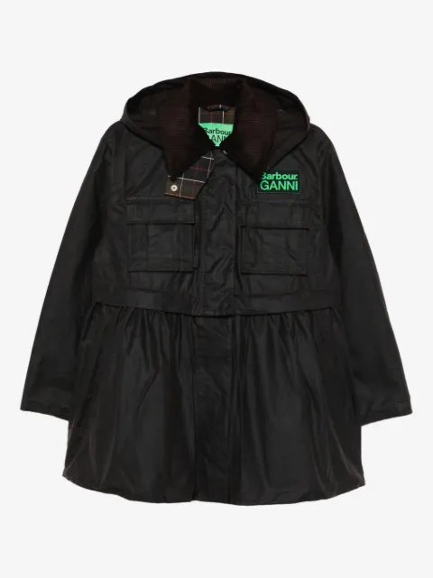 Barbour x Ganni peplum waxed coat