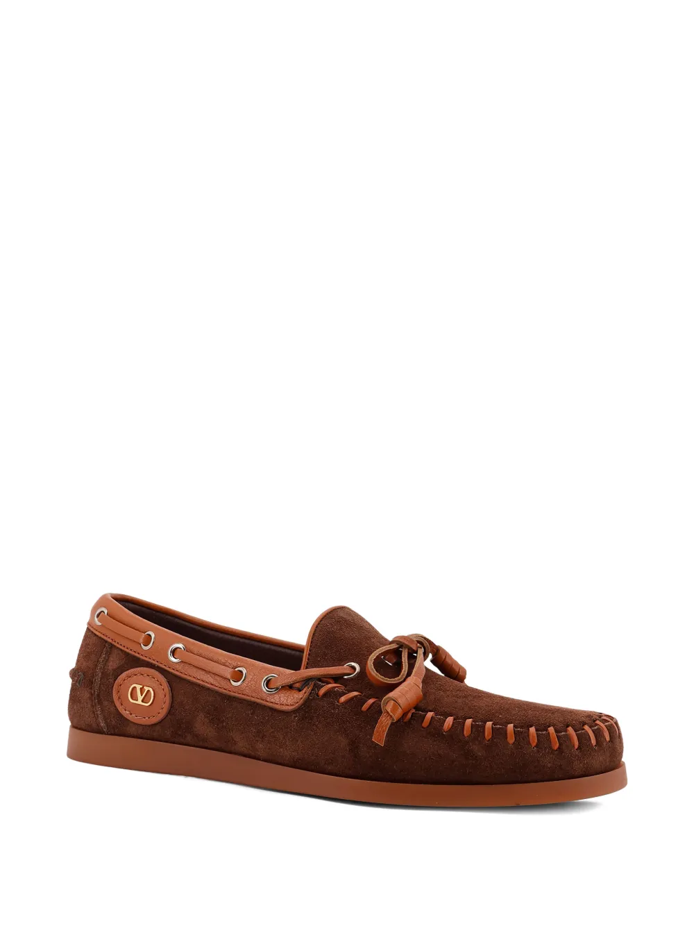 Valentino Garavani lace-detail boat shoes - Bruin