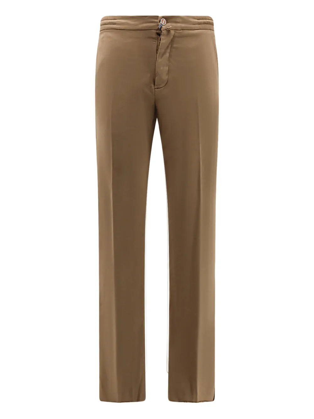 Kiton logo-patch trousers - Marrone