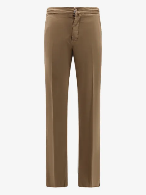 Kiton logo-patch trousers