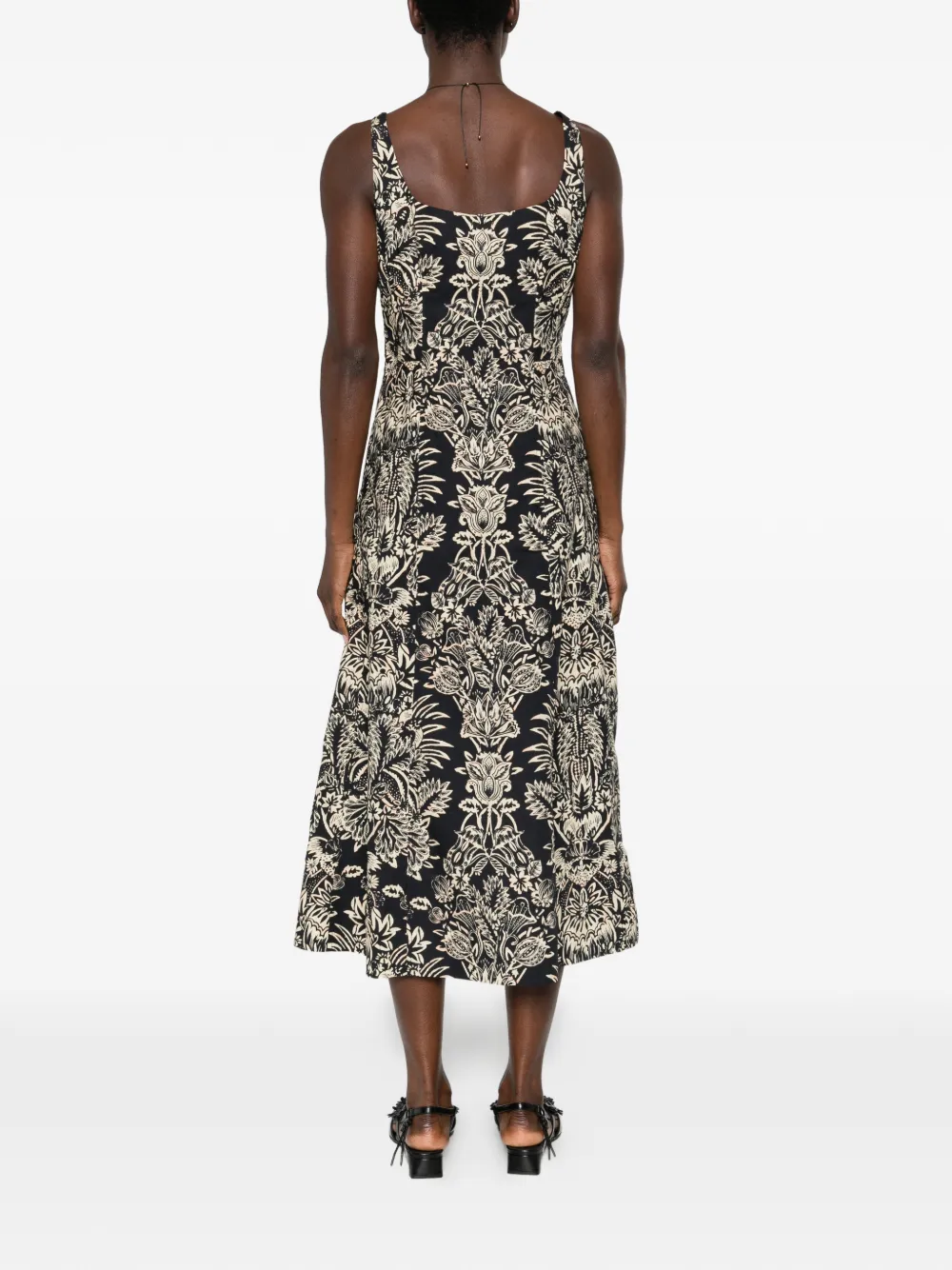 Ulla Johnson Natalia midi-jurk met bloemenprint Zwart