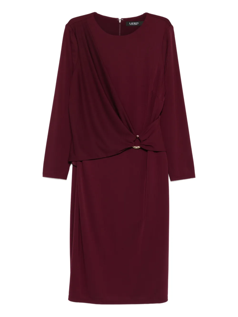 Lauren Ralph Lauren draped buckle midi dress - Rosso