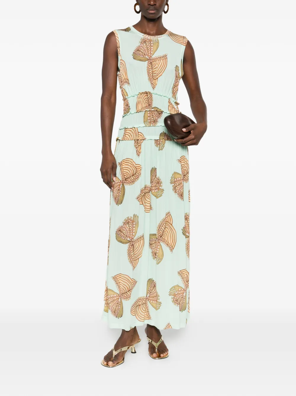 Ulla Johnson Kamaria butterfly-print maxi dress - Groen