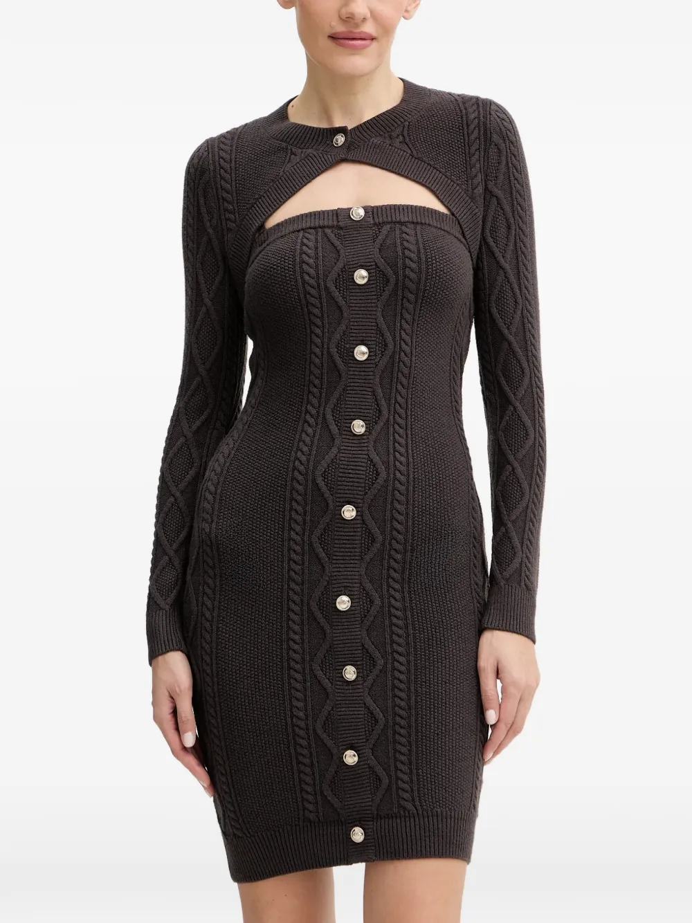 GUESS USA buttoned cable-knit dress set - Marrone