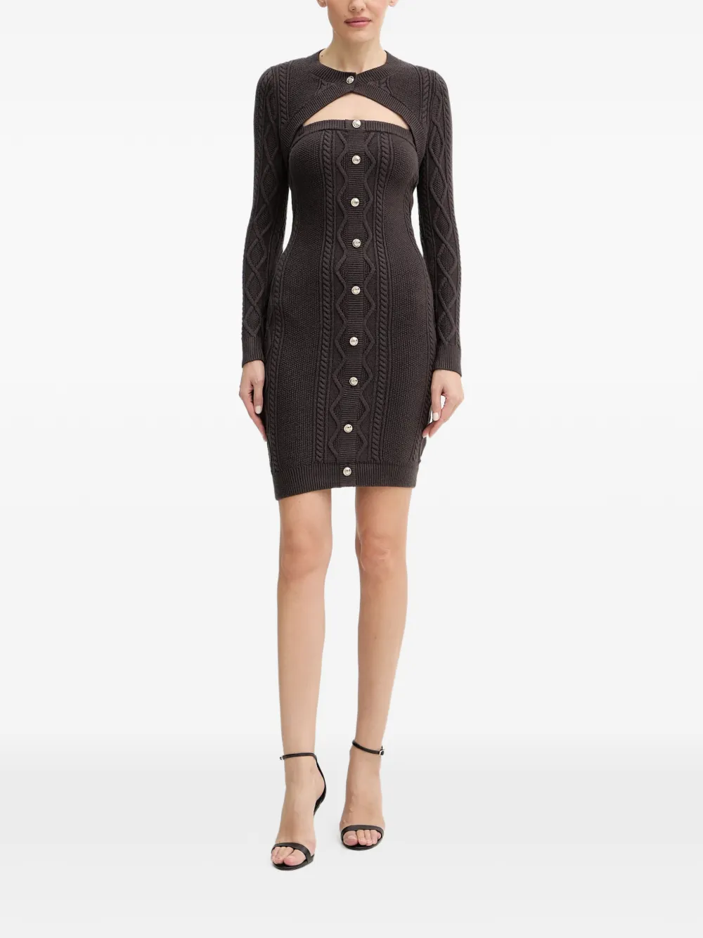 GUESS USA buttoned cable-knit dress set - Bruin