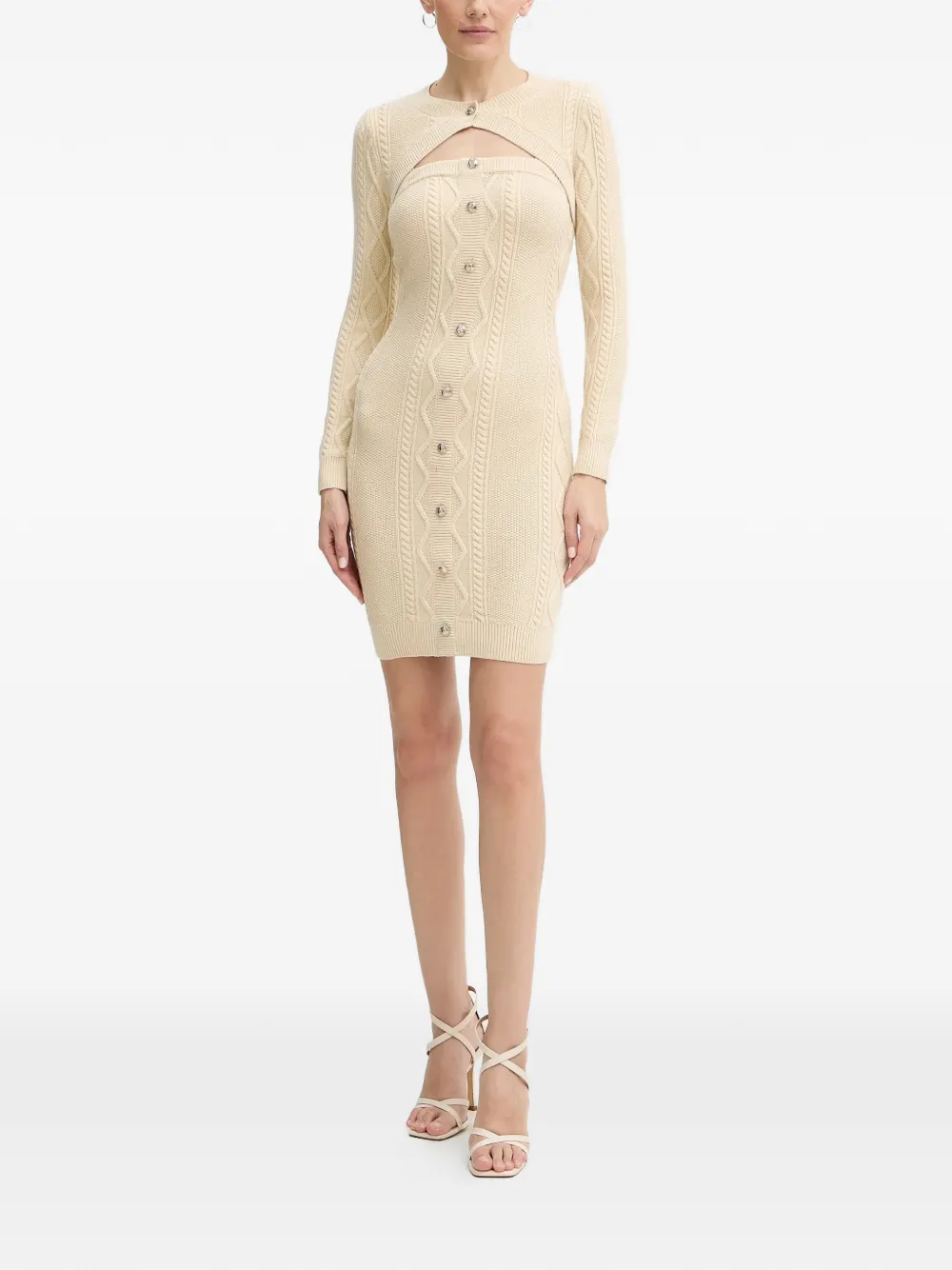 GUESS USA cable-knit button mini dress - Beige