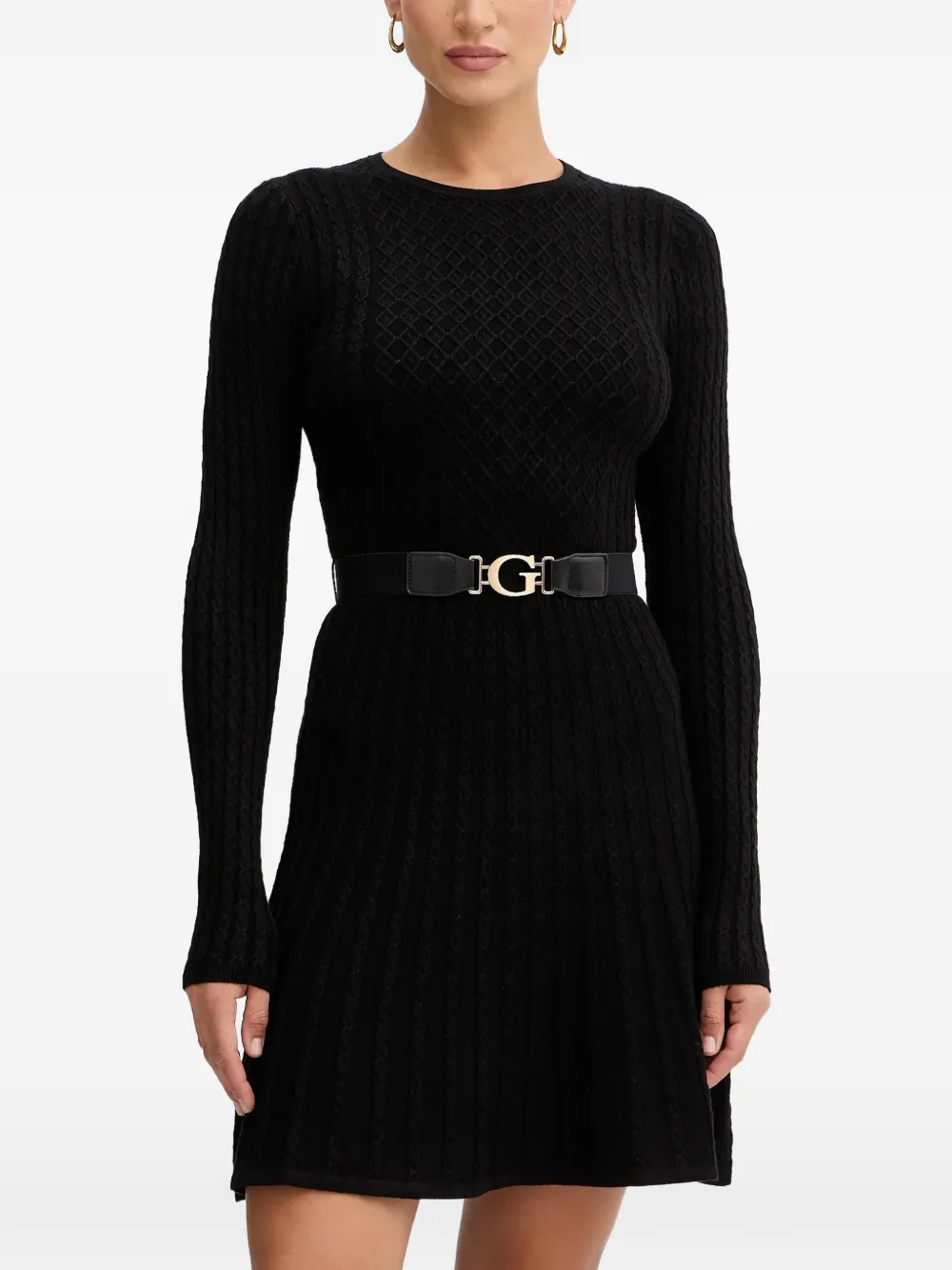 GUESS USA long-sleeve textured dress - Nero