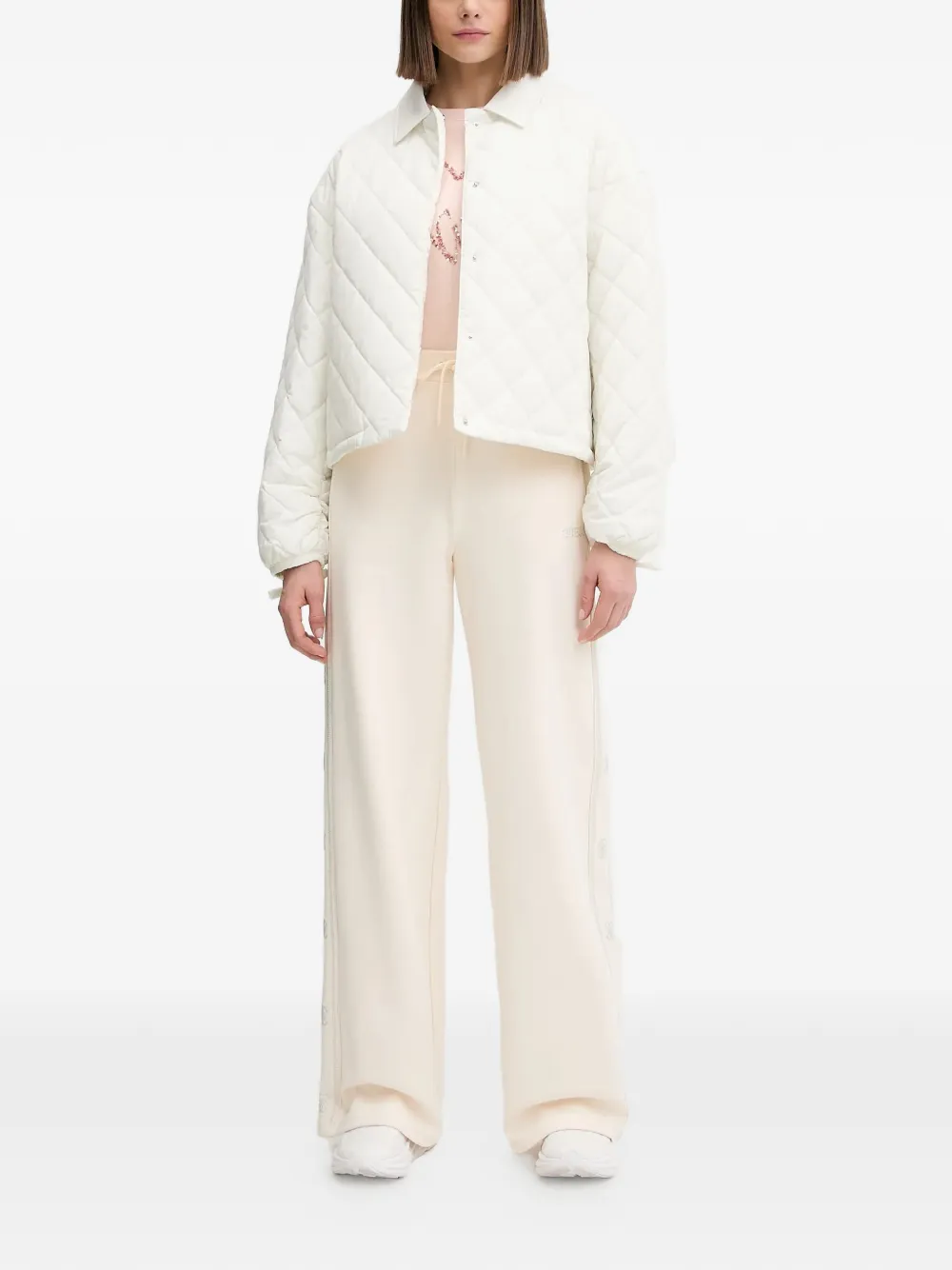 GUESS USA rhinestone drawstring track pants - Beige