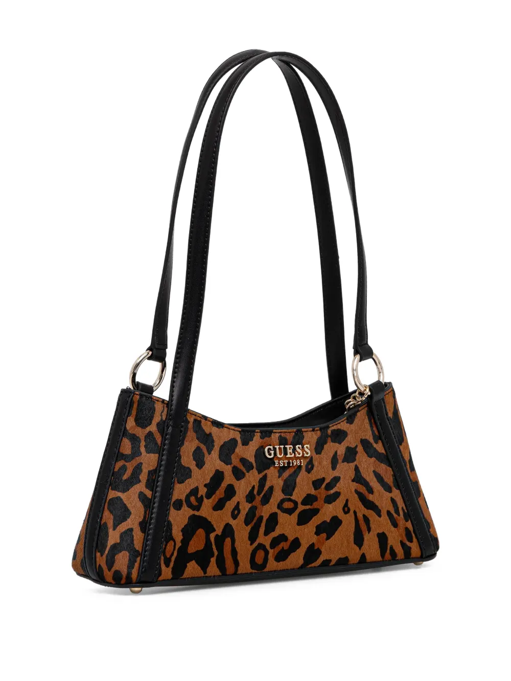  Guess Usa Domitilla Leopard Print Charm Tote Bag - Brown 